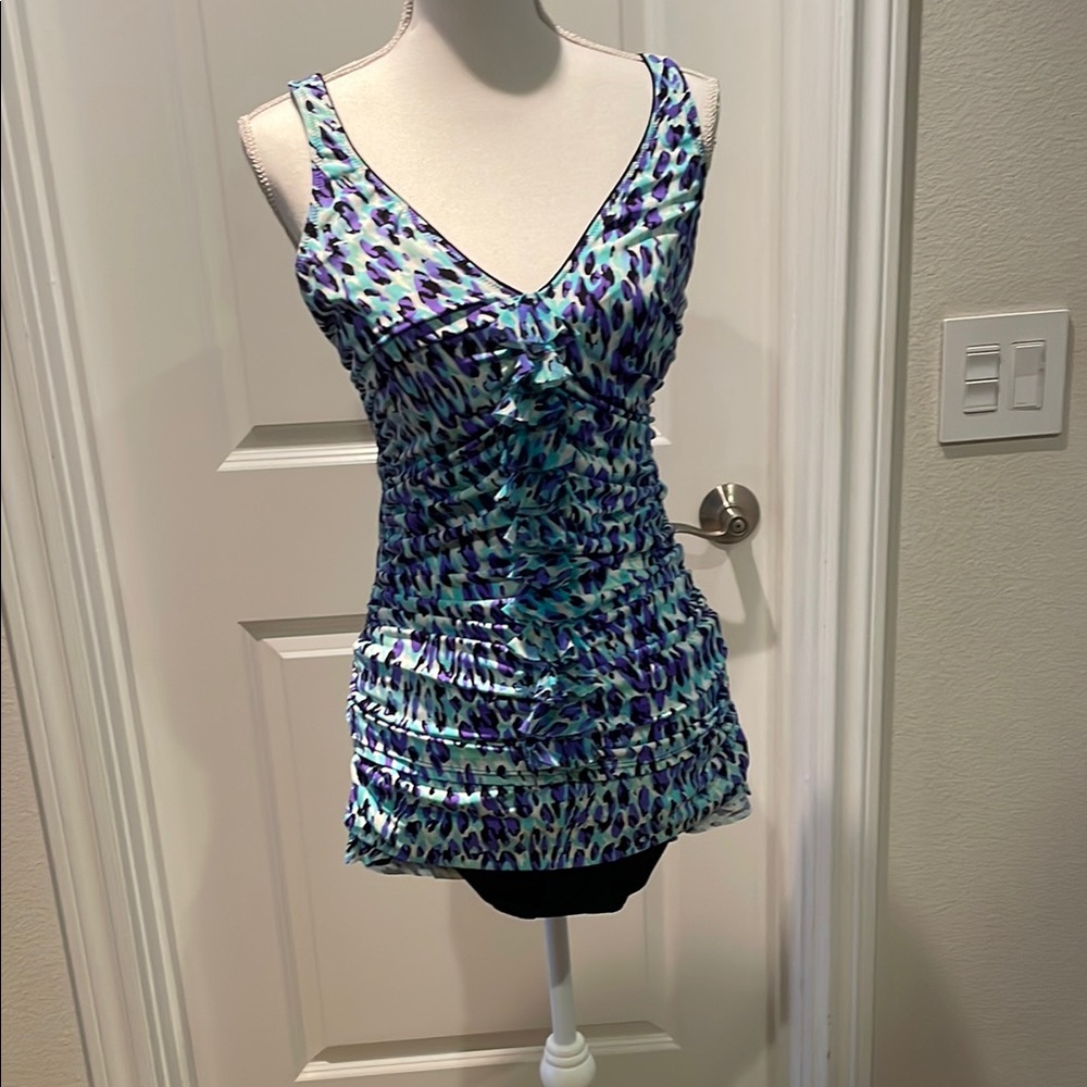 Profile By Gottex Blue Ruched Tankini Top and Bottoms